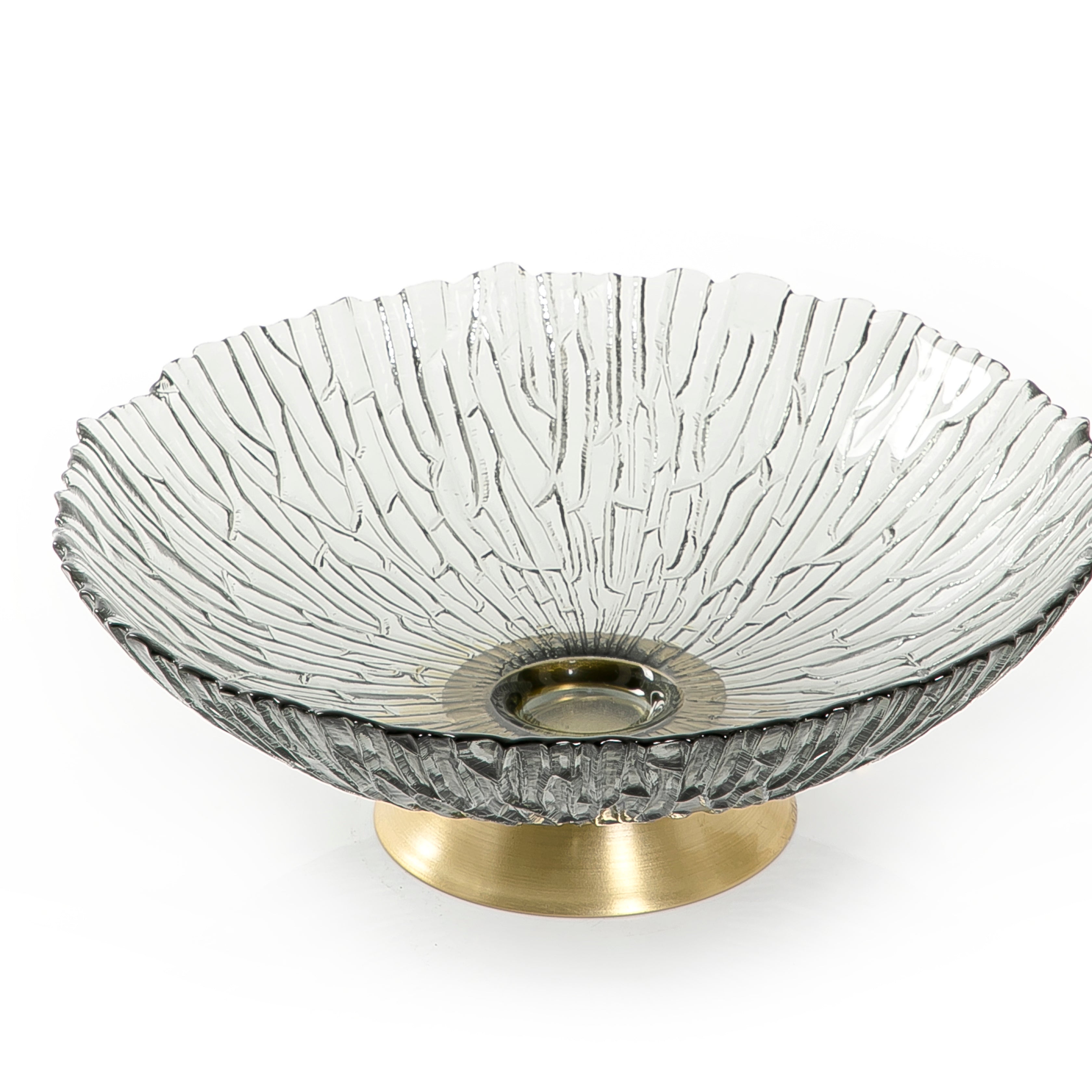Glass Circle Bowel With Golden Base