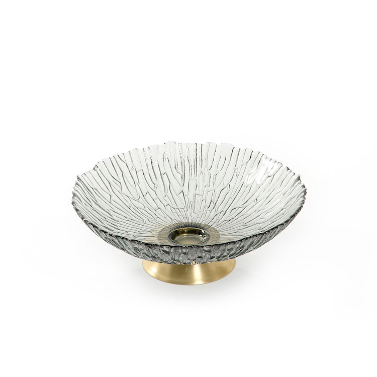 Glass Circle Bowel With Golden Base