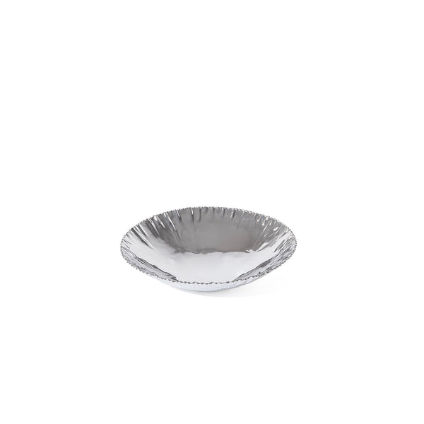 Round silver metal serving bowl - Small