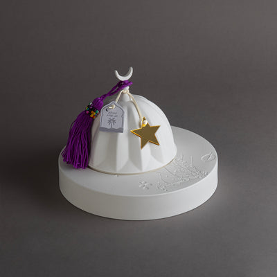 وعاء قرقيعان سيراميك أبيض - بنفسجي