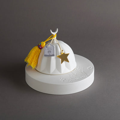 وعاء قرقيعان سيراميك أبيض - أصفر