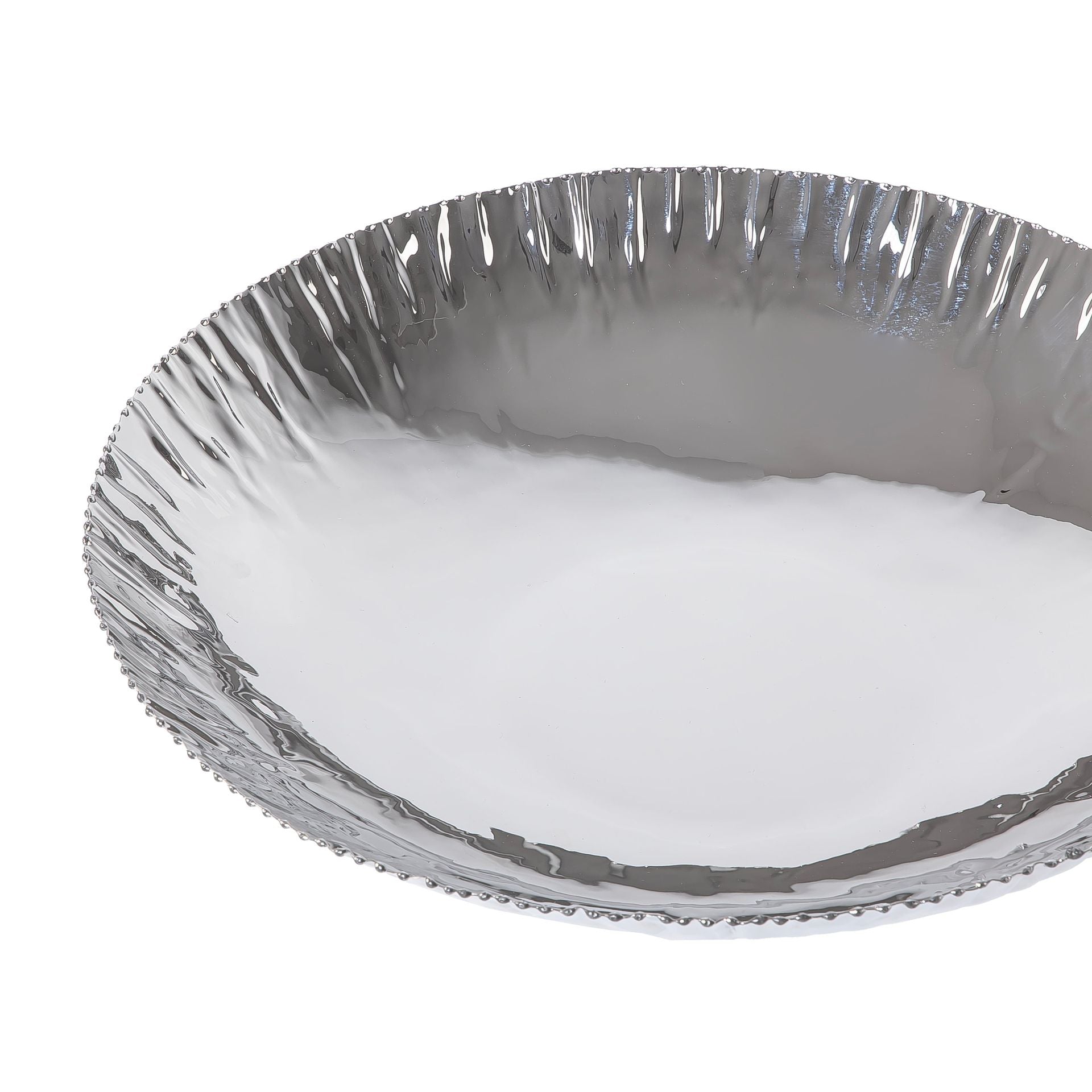 Round silver metal serving bowl - Small