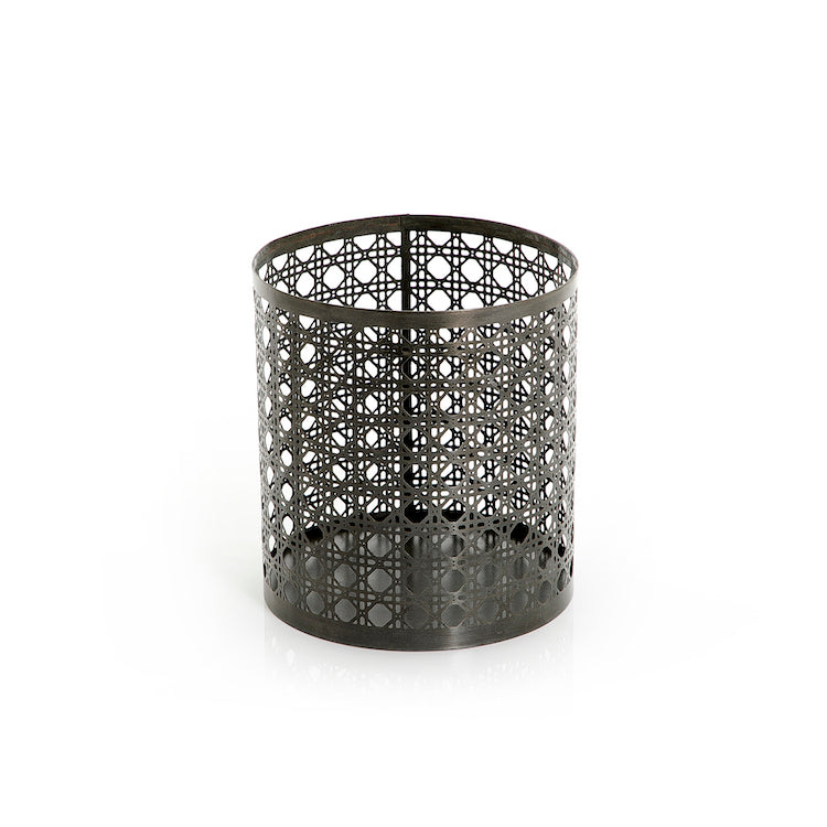 Black Cylindrical Metal Candle Holder