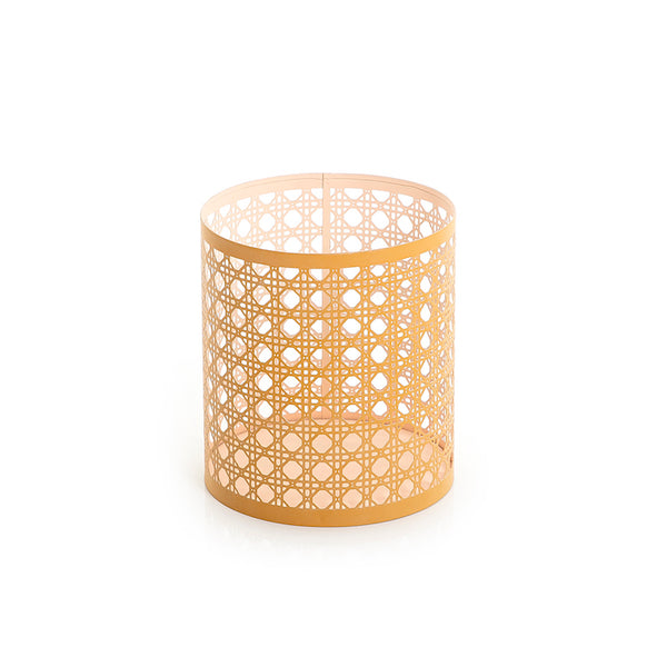 Gold Cylindrical Metal Candle Holder