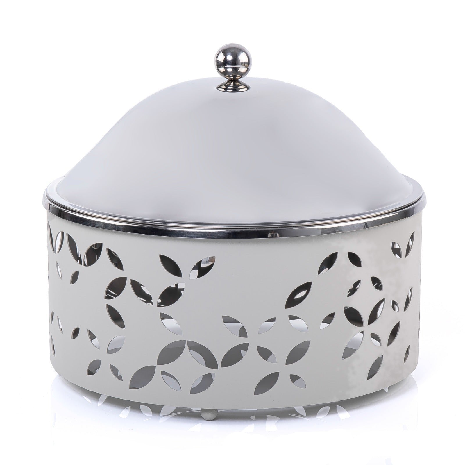 حافظة حرارة دائرية من الإستانلس ستيل - رمادي