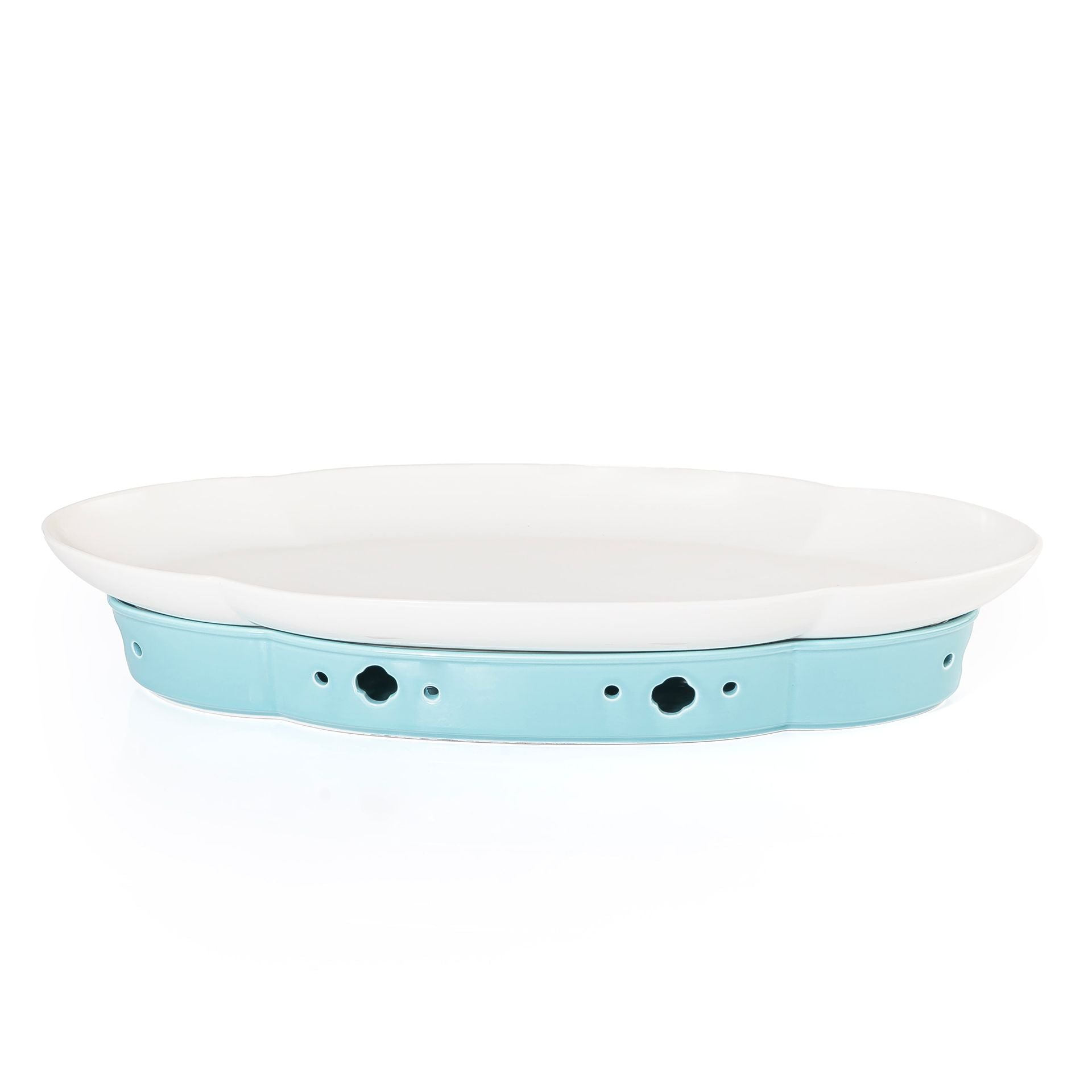 طبق سيراميك أنيق مع قاعدة موقد عملية