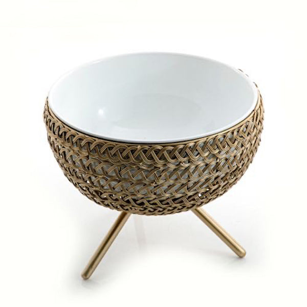Gold round Metal Bowl With Legs