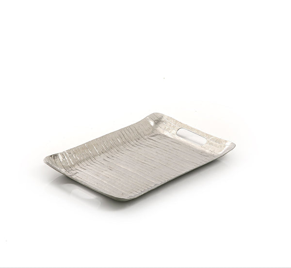 صينية معدن مستطيلة - فضي 