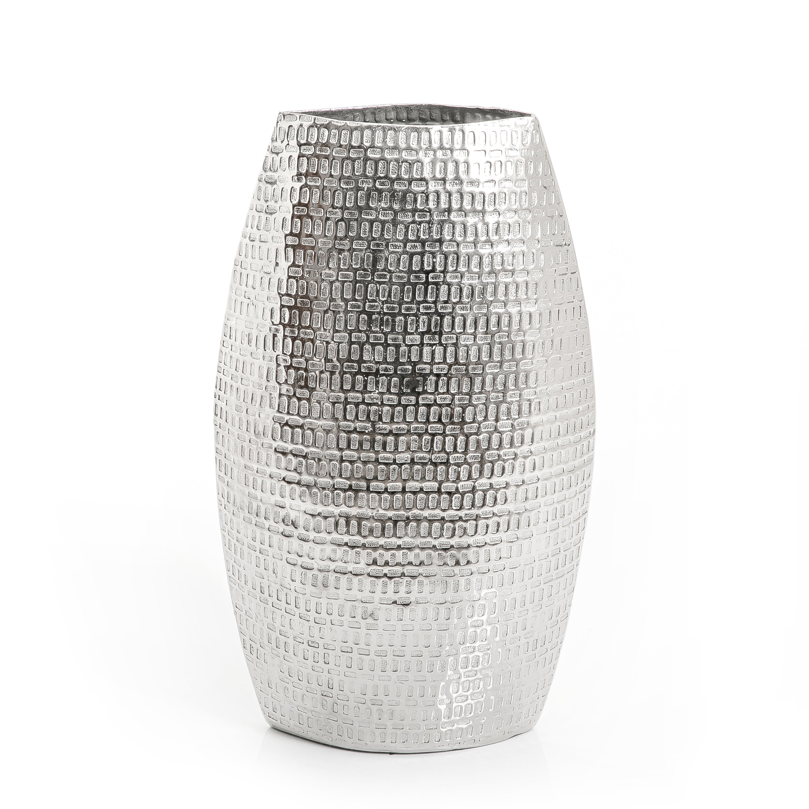Silver Oval Metal Vase
