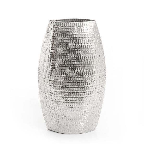 Silver Oval Metal Vase
