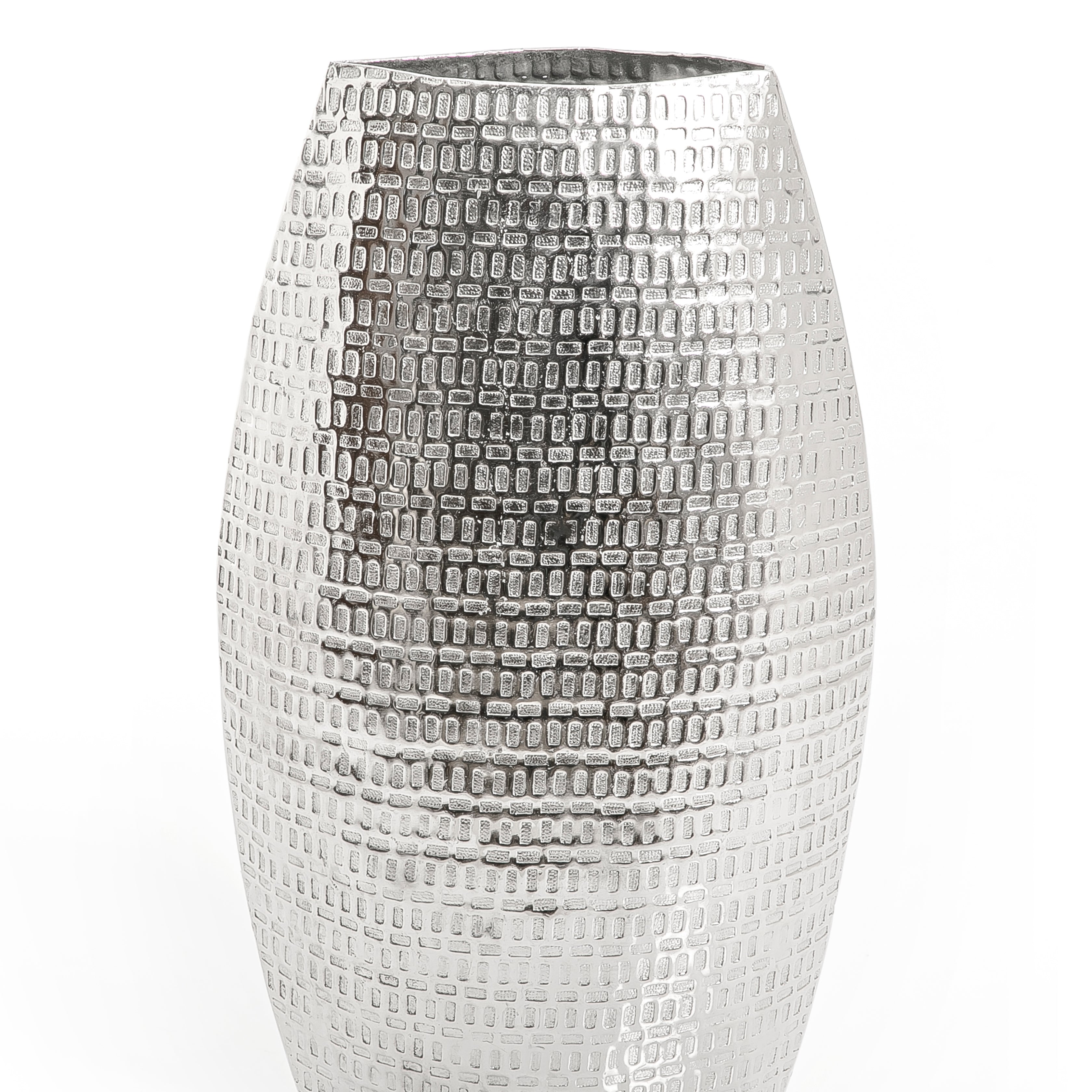 Silver Oval Metal Vase