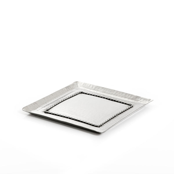 صينية تقديم مربعة معدن -فضي