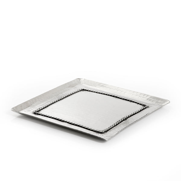 صينية مربعة معدن - فضي 