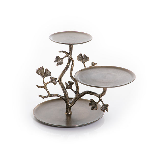 Three-Tier Metal Stand with Branch Design