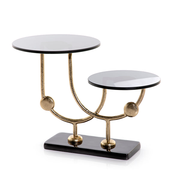 Two-Tier Glass Stand with Marble Base