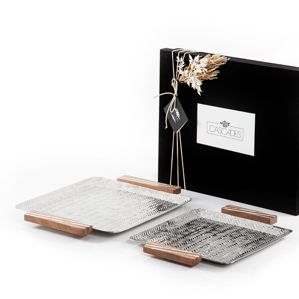 Set Of 2 Metal Trays With Gift Box