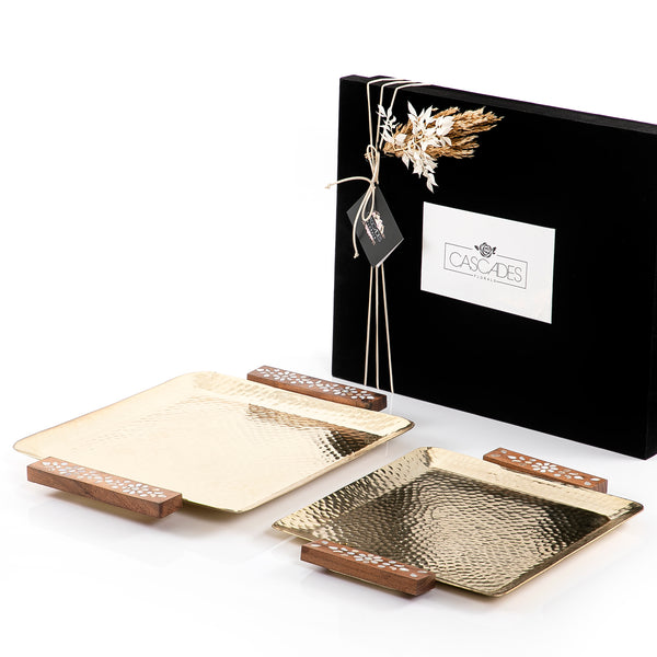 Set Of 2 Metal Trays With Gift Box