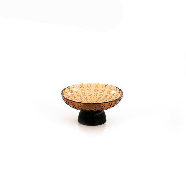 Brown Round Glass Bowl With Black Base