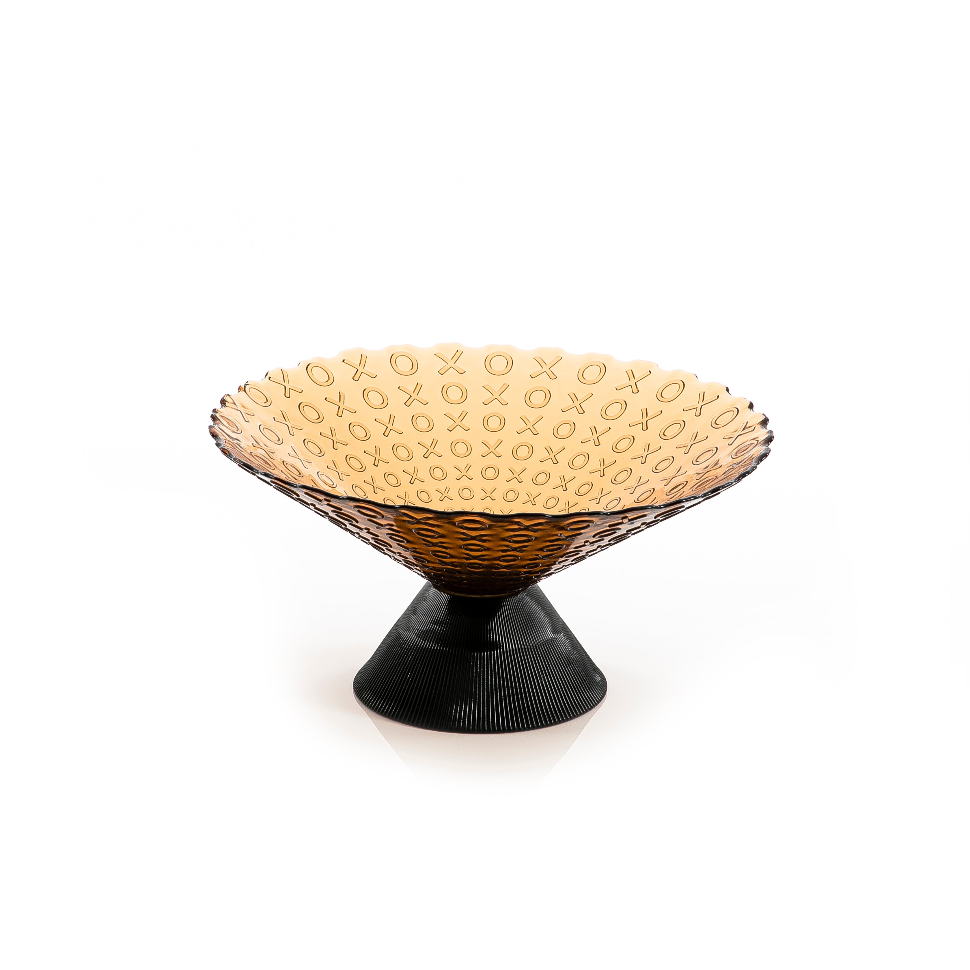 Brown Round Glass Bowl With Black Base