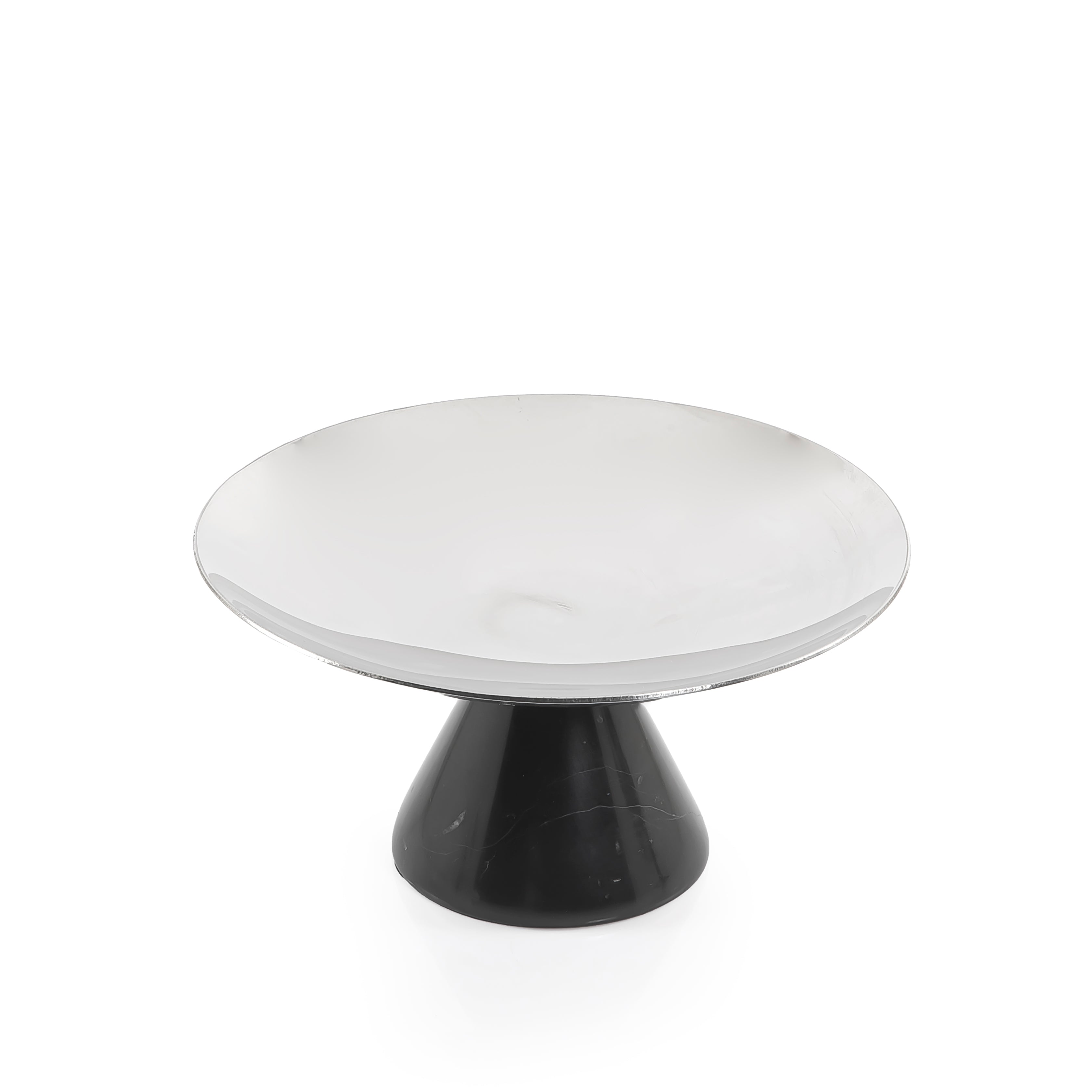 استاند رخام بطبق معدني وقاعدة بتصميم عريض - كبير