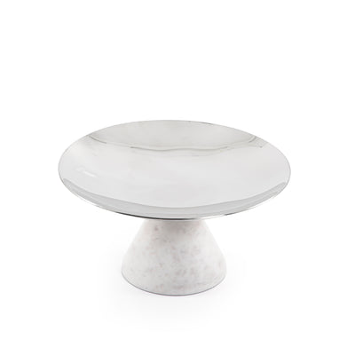 استاند رخام بطبق معدني وقاعدة بتصميم عريض - كبير