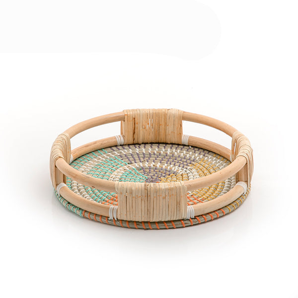 صينية دائرية من الرتان و الخيزران