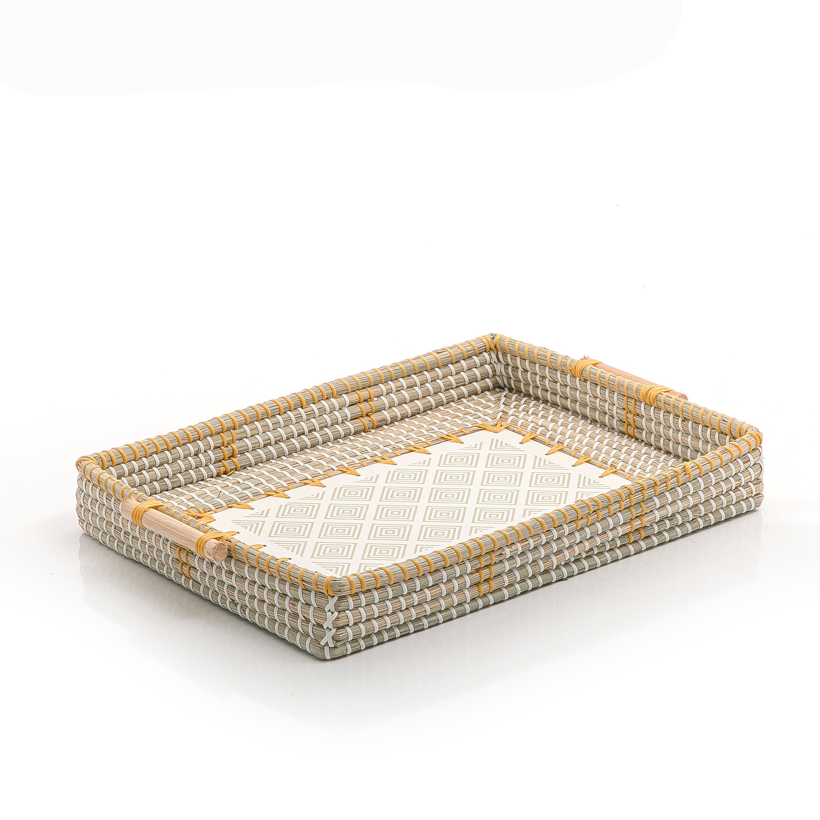 صينية مستطيلة من الرتان و الخيزران 