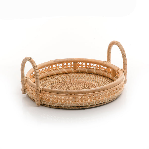 صينية دائرية من الرتان 