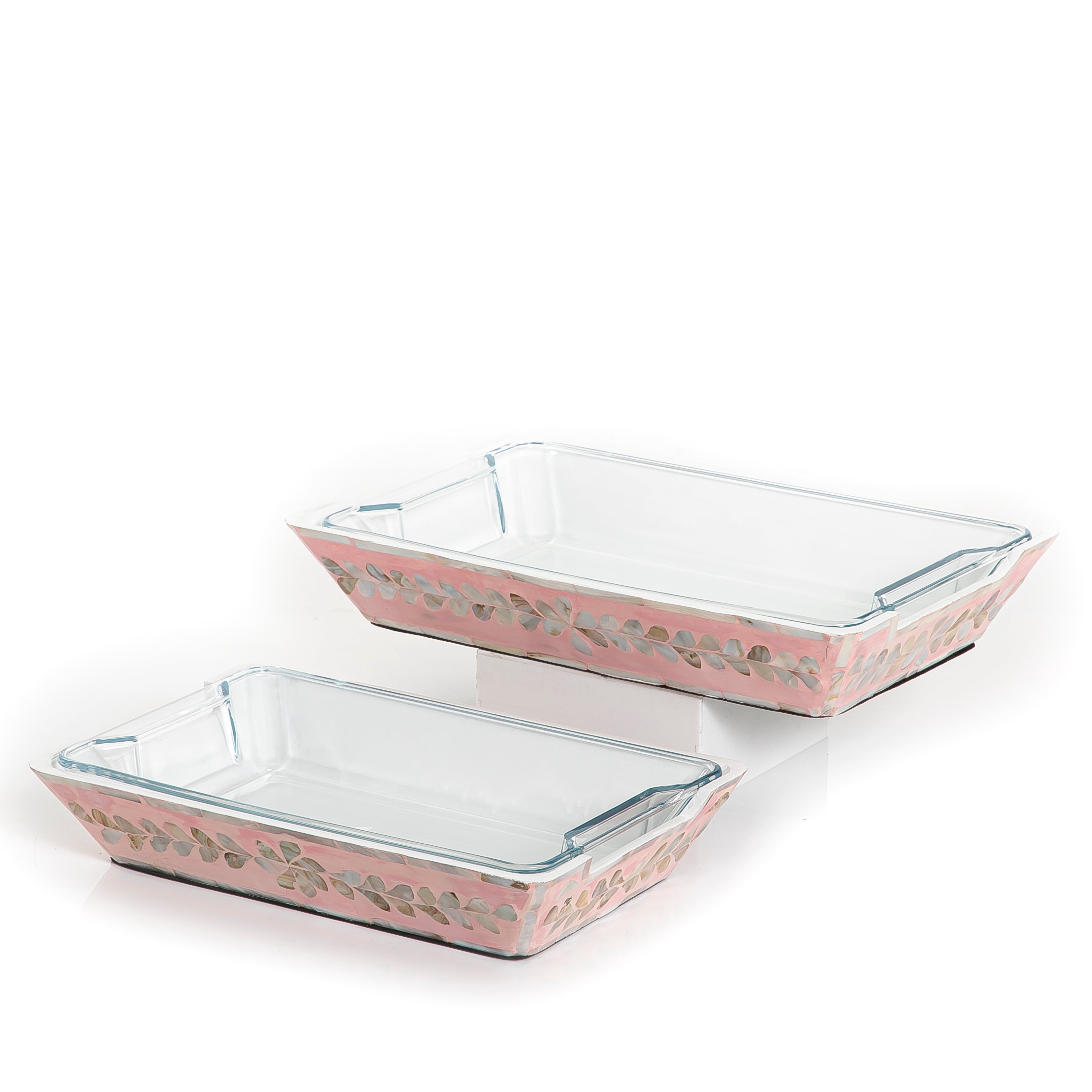 Set Of Mother Of Pearl Plate With Glass