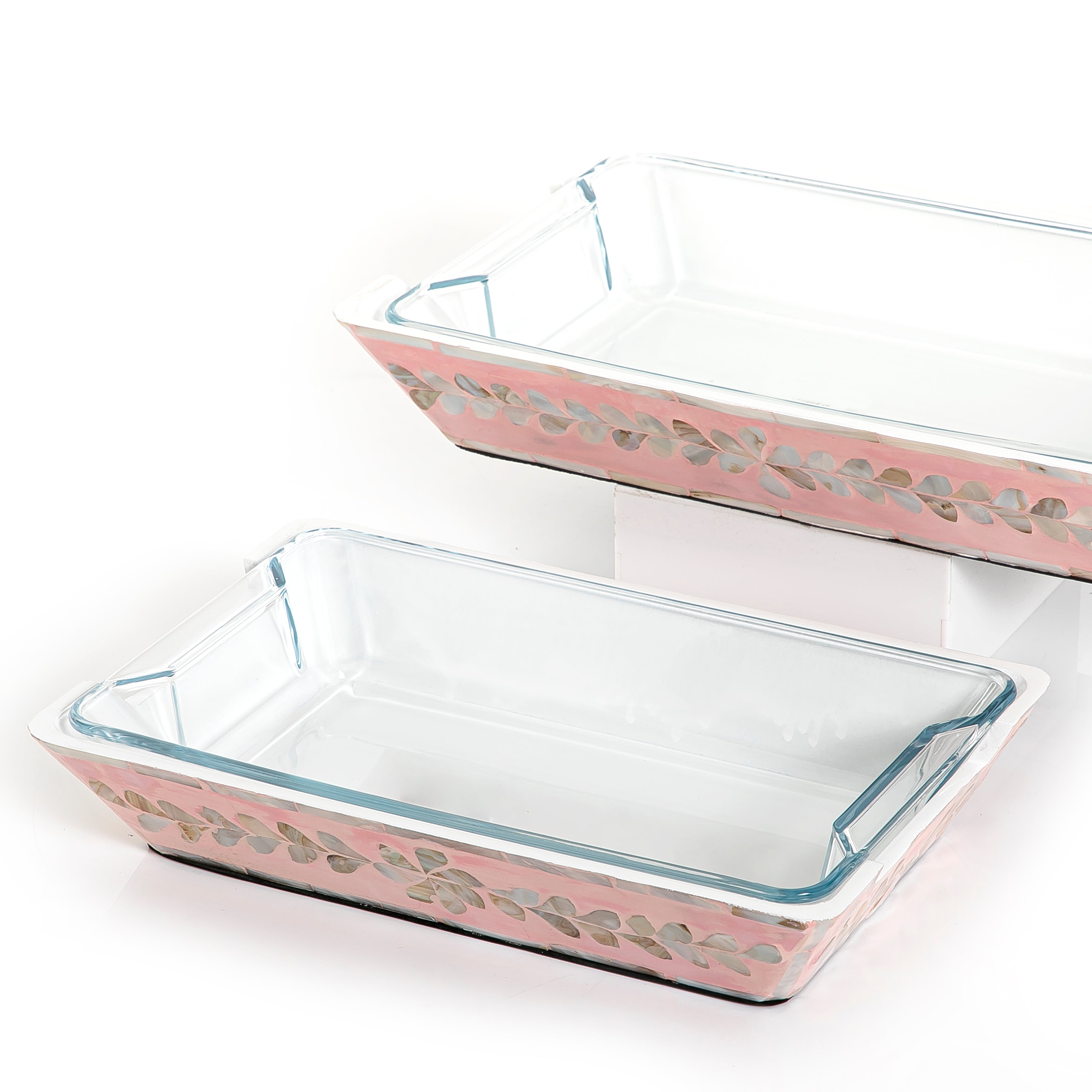 Set Of Mother Of Pearl Plate With Glass