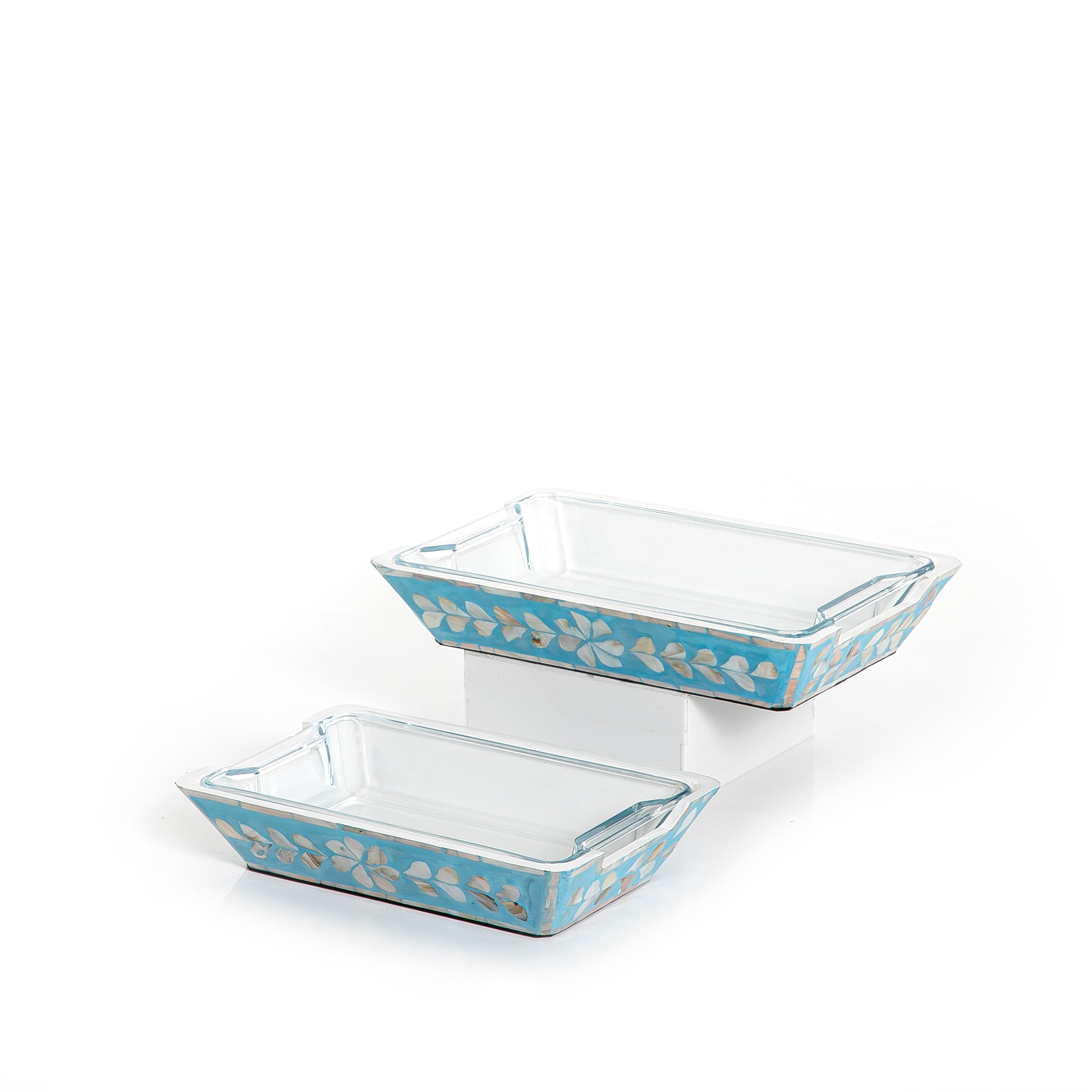 Set Of Mother Of Pearl Plate With Glass