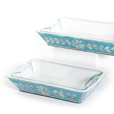 Set Of Mother Of Pearl Plate With Glass