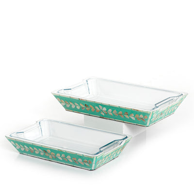 Set Of Mother Of Pearl Plate With Glass