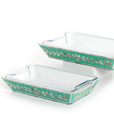 Set Of Mother Of Pearl Plate With Glass