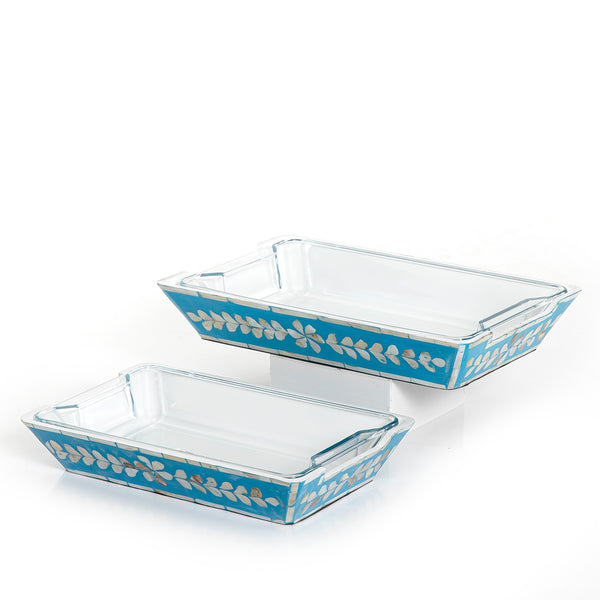 Set Of Mother Of Pearl Plate With Glass