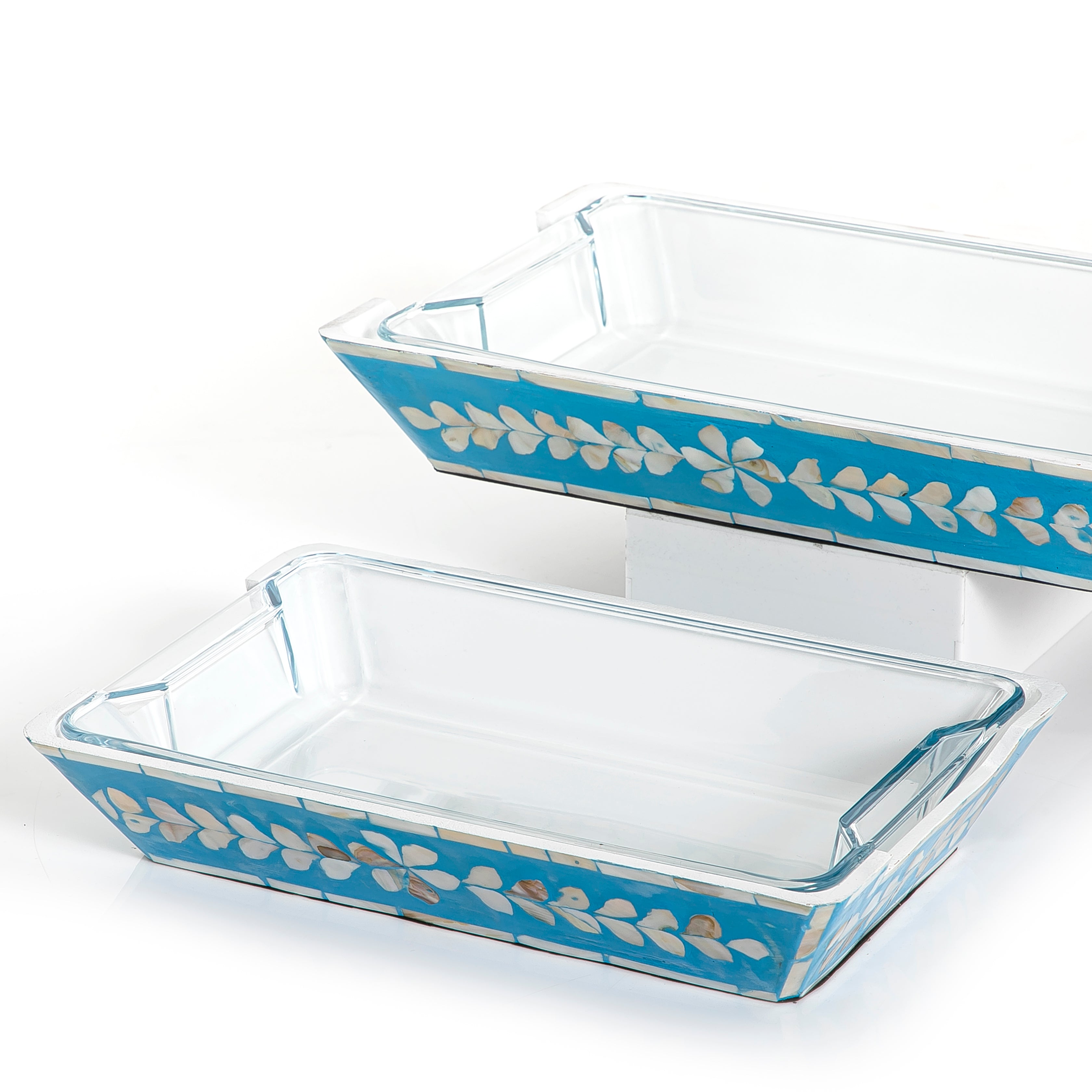 Set Of Mother Of Pearl Plate With Glass