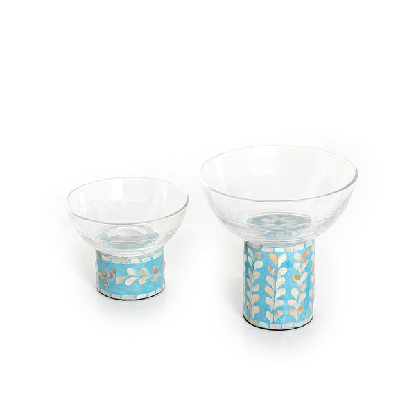 Colorful Modern Glass Bowls Set With Mother Of Pearl Base