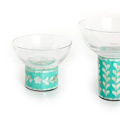 Colorful Modern Glass Bowls Set With Mother Of Pearl Base
