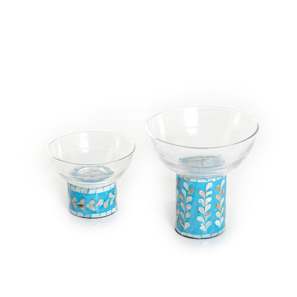 Colorful Modern Glass Bowls Set With Mother Of Pearl Base