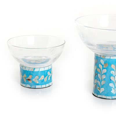 Colorful Modern Glass Bowls Set With Mother Of Pearl Base