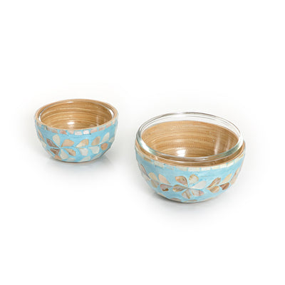 Set of Glass Bowls with Mother of Pearl Base