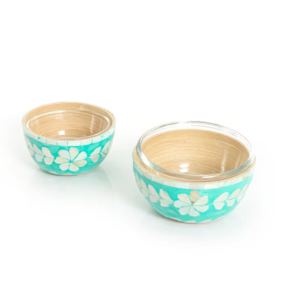 Set of Glass Bowls with Mother of Pearl Base