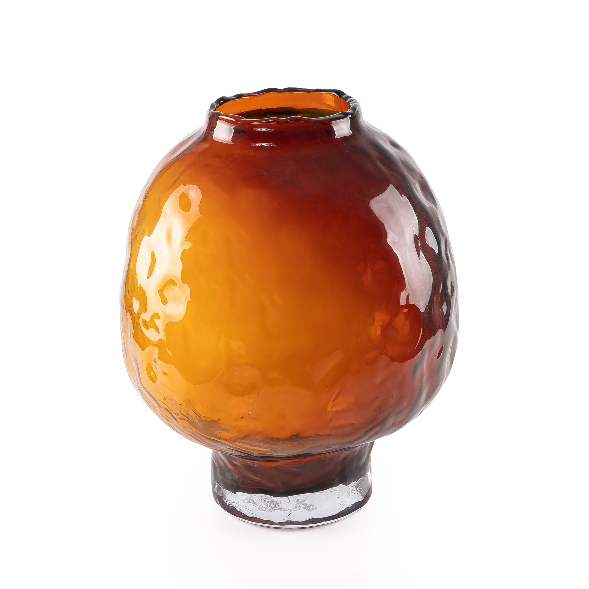 Maroon - transparent glass vase