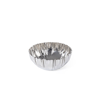 Round silver metal serving bowl - Large