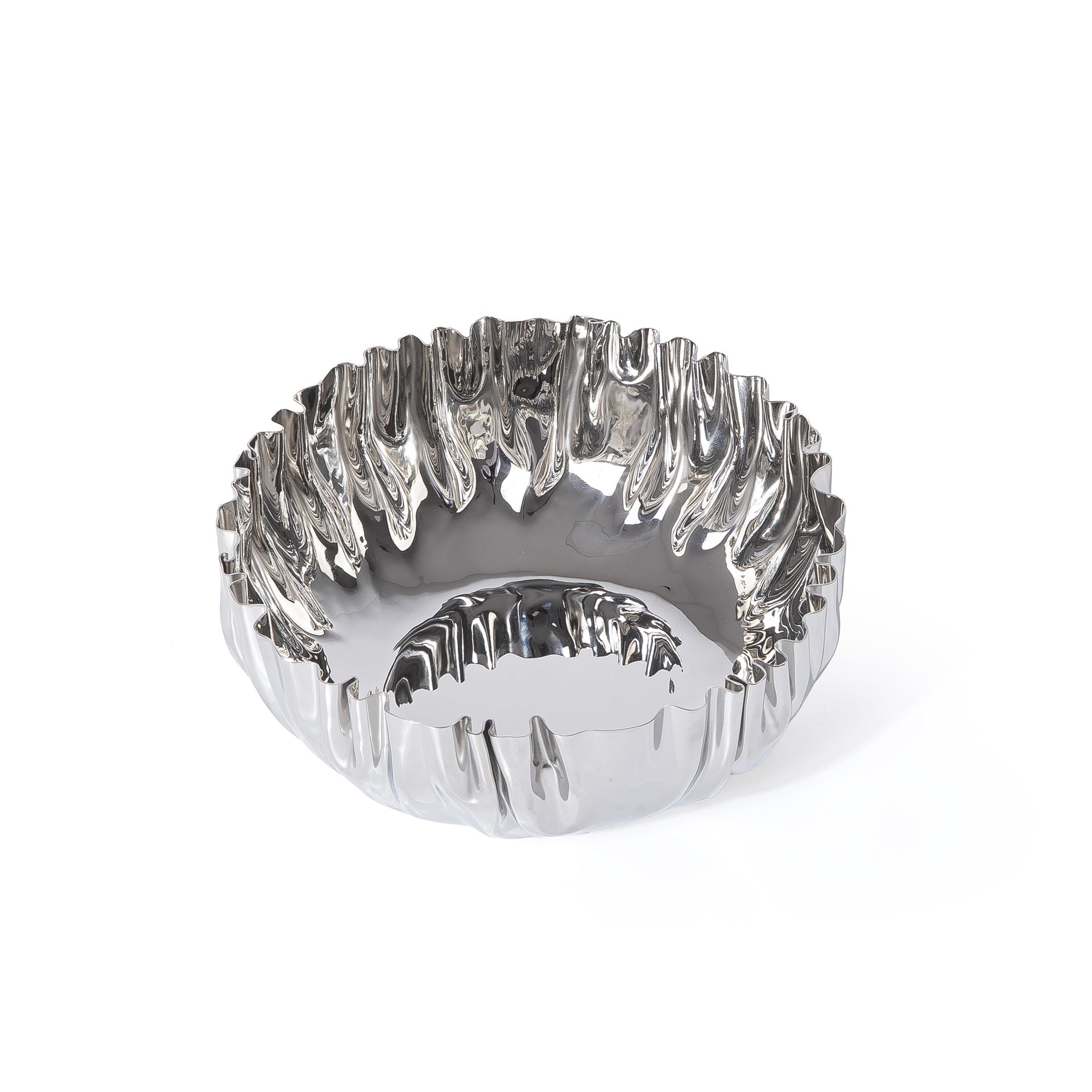 Round silver metal serving bowl - Small