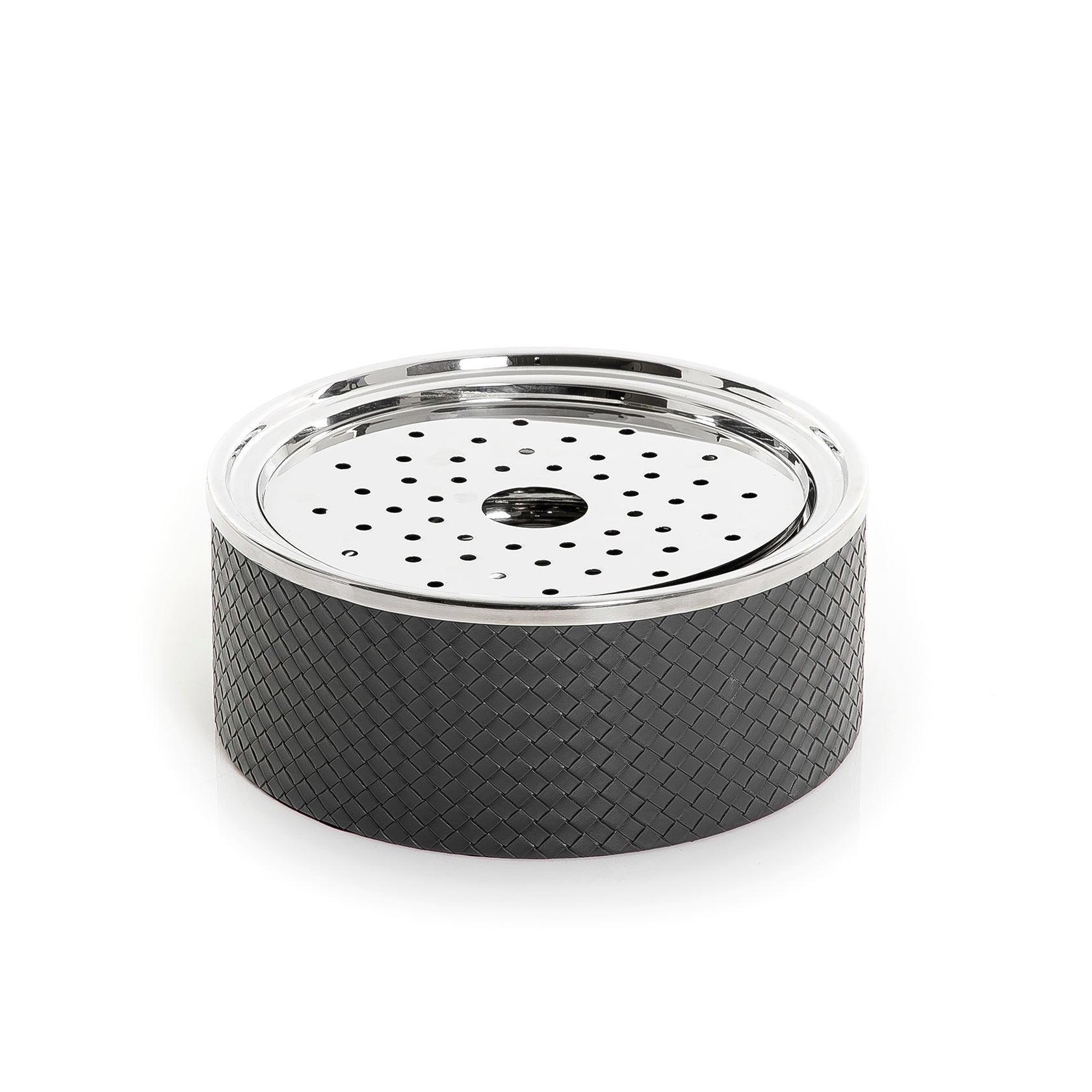 Stainless Steel Food Heater With Bottega Leather Base