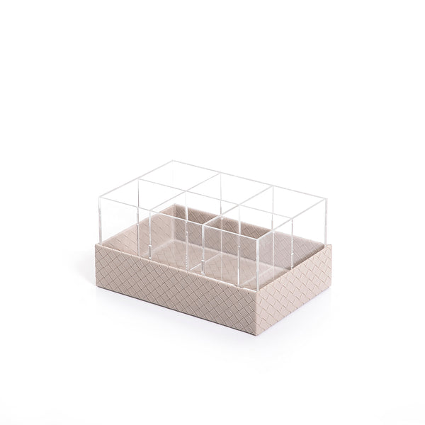 Acrylic Bottle Box With Beige Leather Base