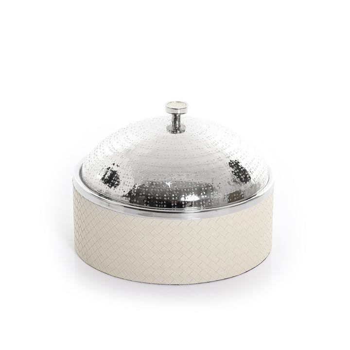 Stainless Steel Food Warmer With Bottega Leather Base - Small