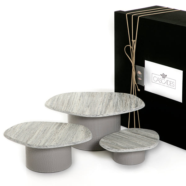 Set Of 3 Marble Stand With Leather and Gift Box