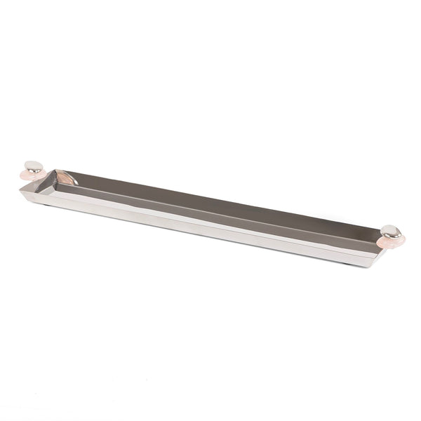 Elegance long stainless steel serving tray - large